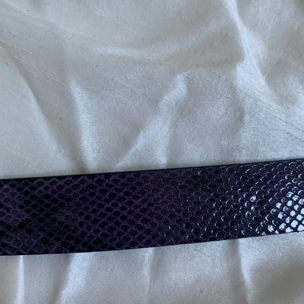 Michael Kors Purple/Black Snakeprint/Suede/Leather Reversible Belt sz S